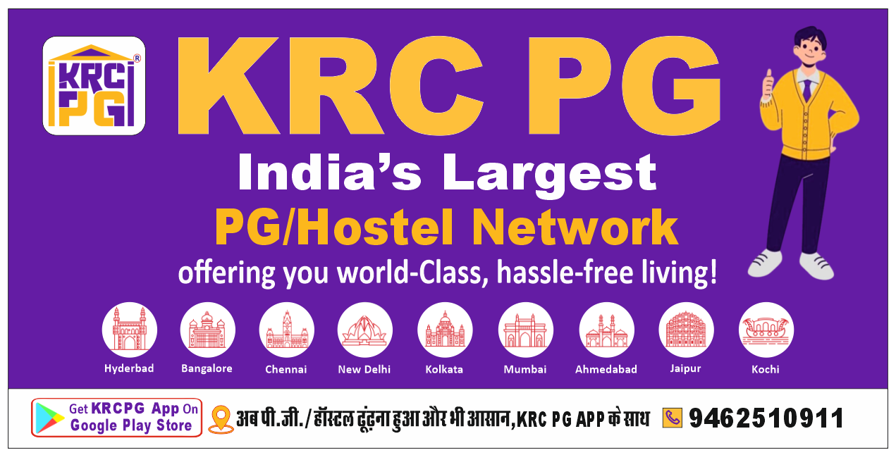 INDIA’S LARGEST P.G./HOSTEL NETWORK; KRC PG APP